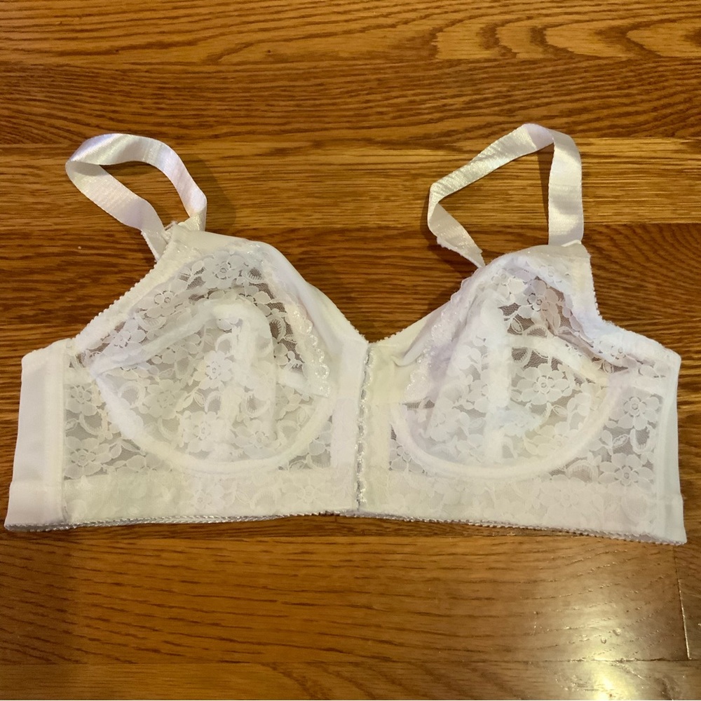 Bra Clear Point Lace Front Closure 36B White #M1